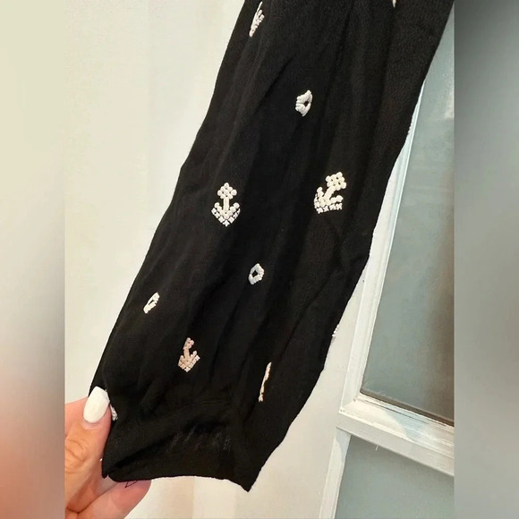 Dream State Black White Boho Embroidered Aztec Southwestern Tasel Blouse Size M - Picture 5 of 10